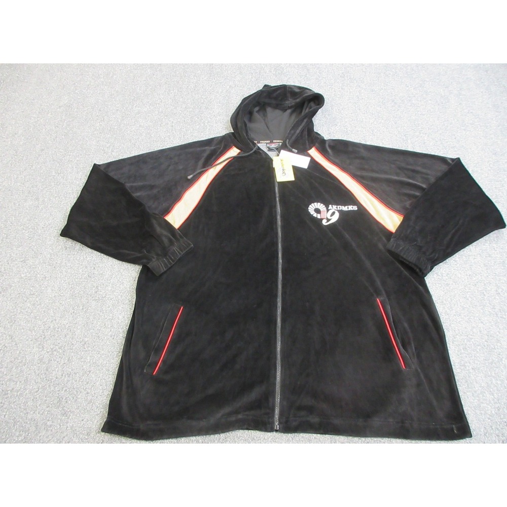 Vintage Akademiks Hoodie‎ Jacket Mens 2XL Black Velour Full Zip Embroidered Logo